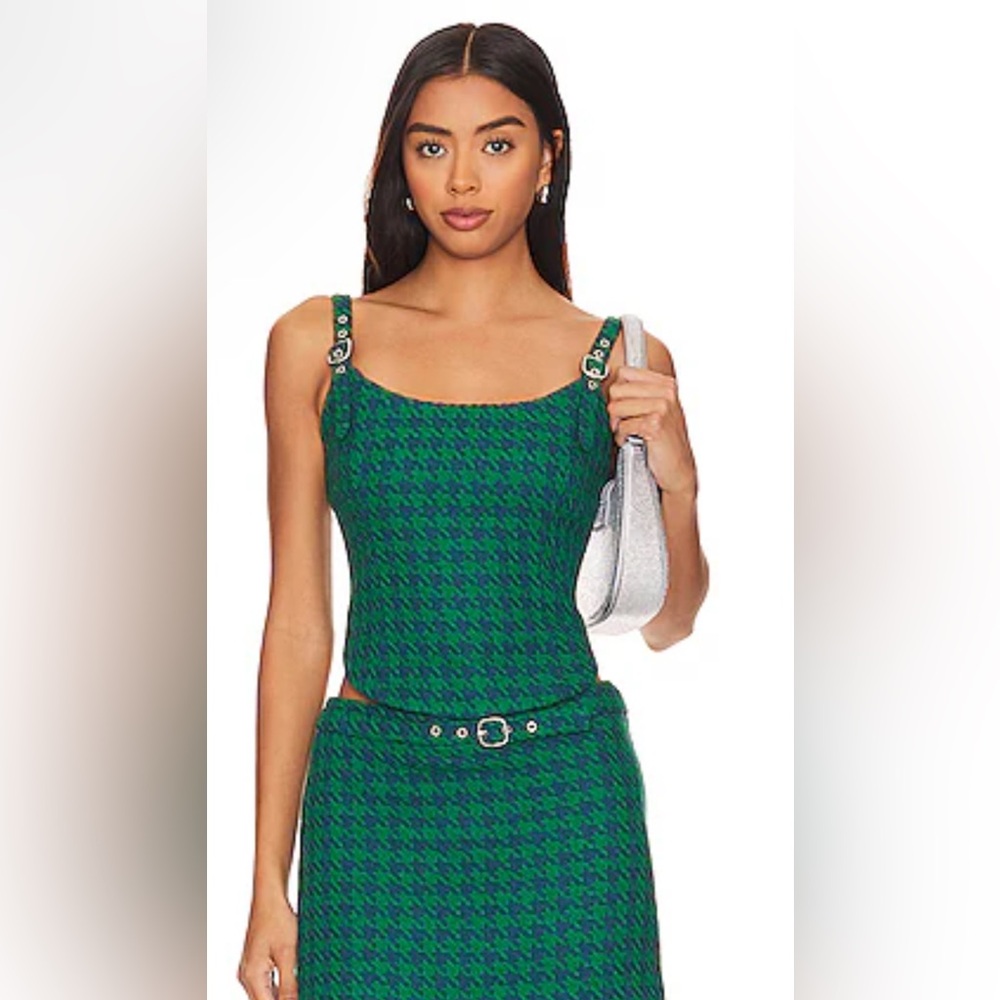 Lovers and Friends 
x Rachel Hadley Corset Top in Blue & Green